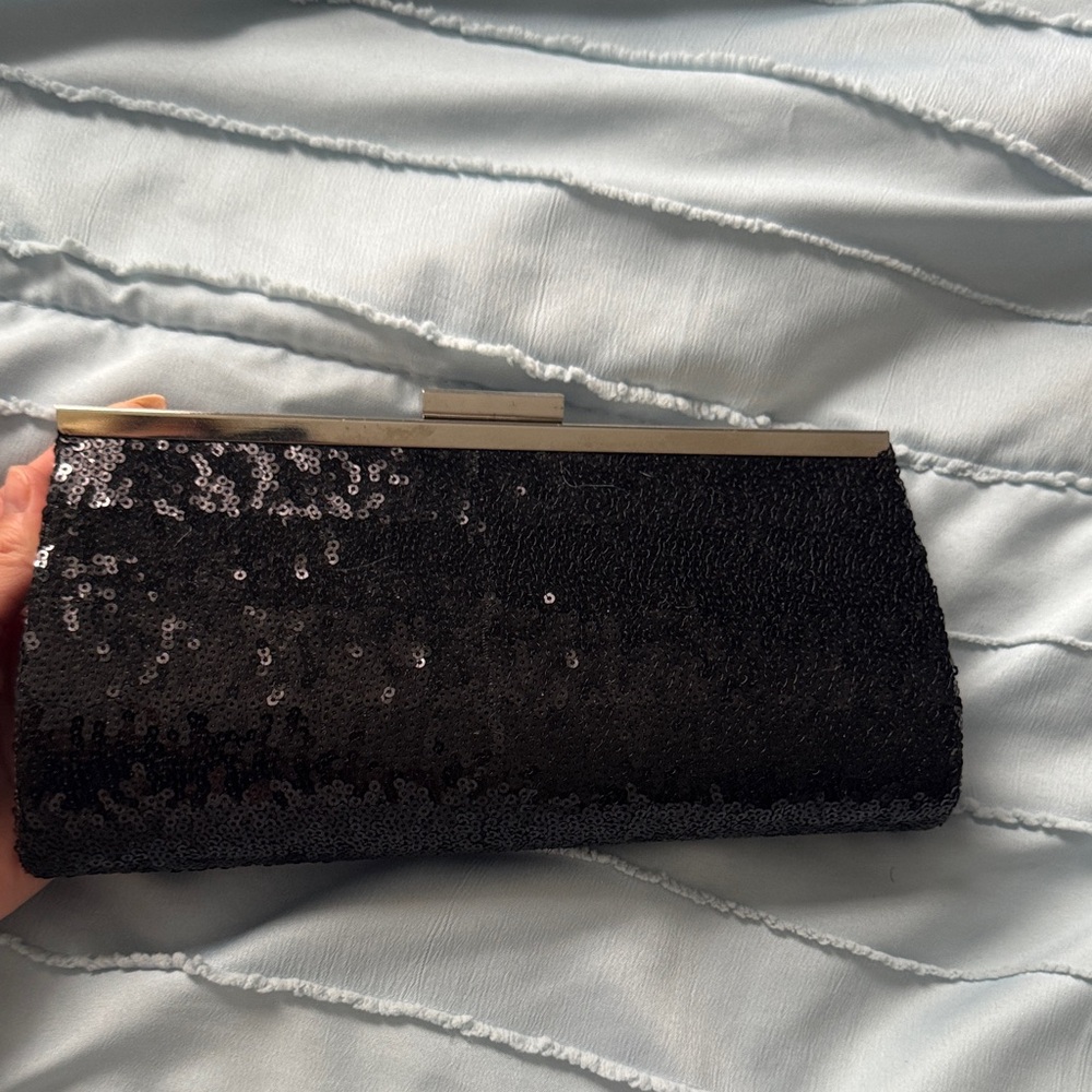 Elegant Black Sequin Clutch